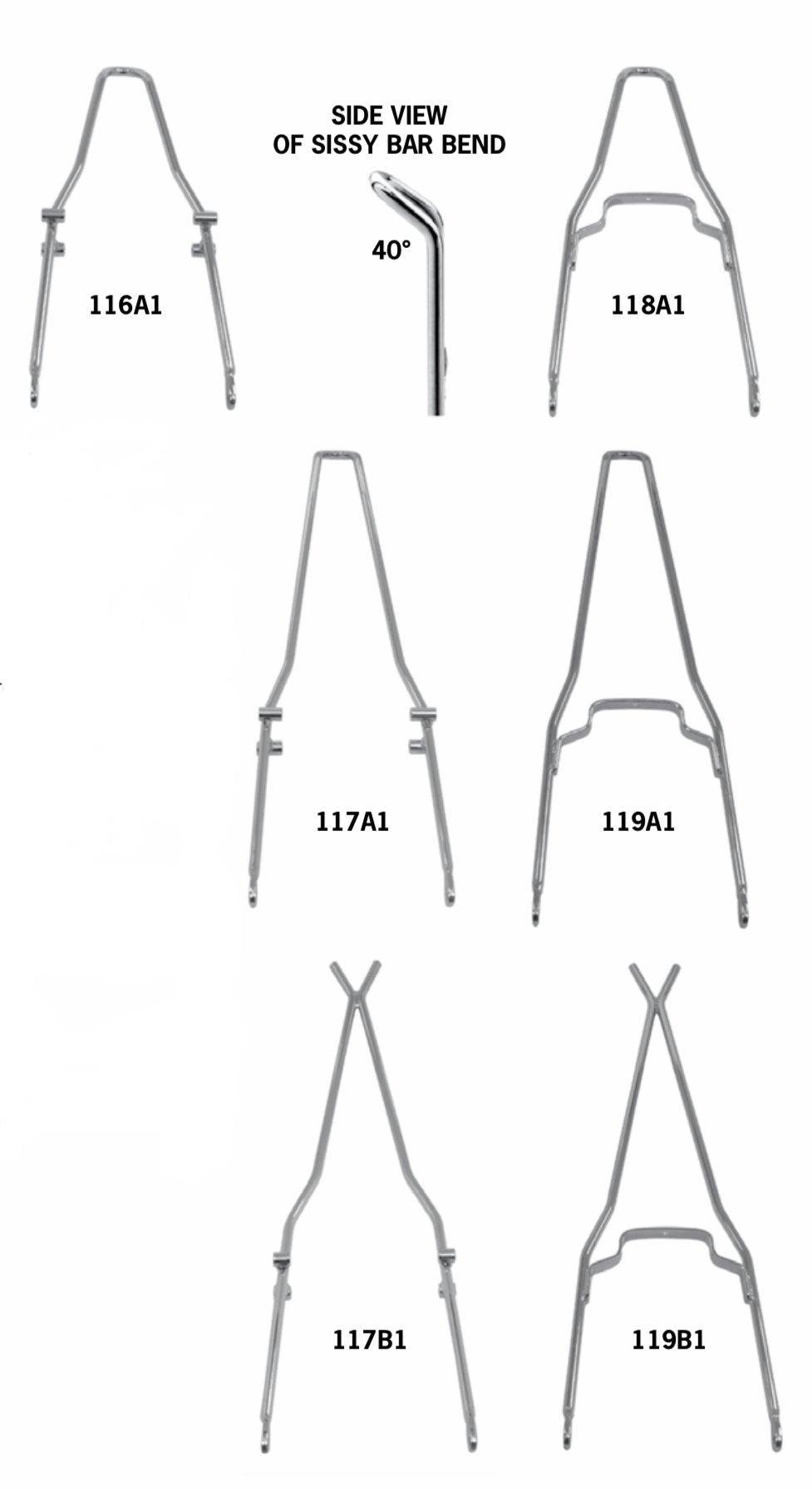 Sissy Bars For Chain & Rear Belt Drive Rigid Frames