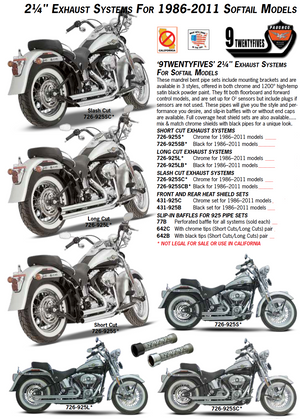 9TWENTYFIVES Exhaust Systems For Softail Models