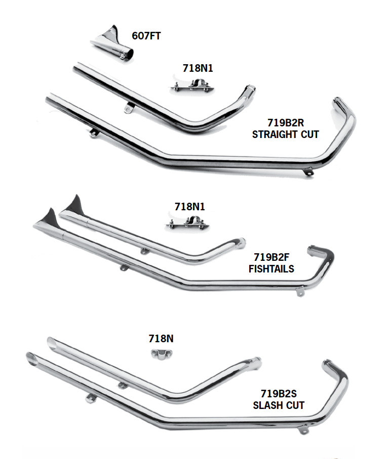 Upsweep Exhaust Systems For 1957 - 1985 Sportster Engines In Rigid Frames